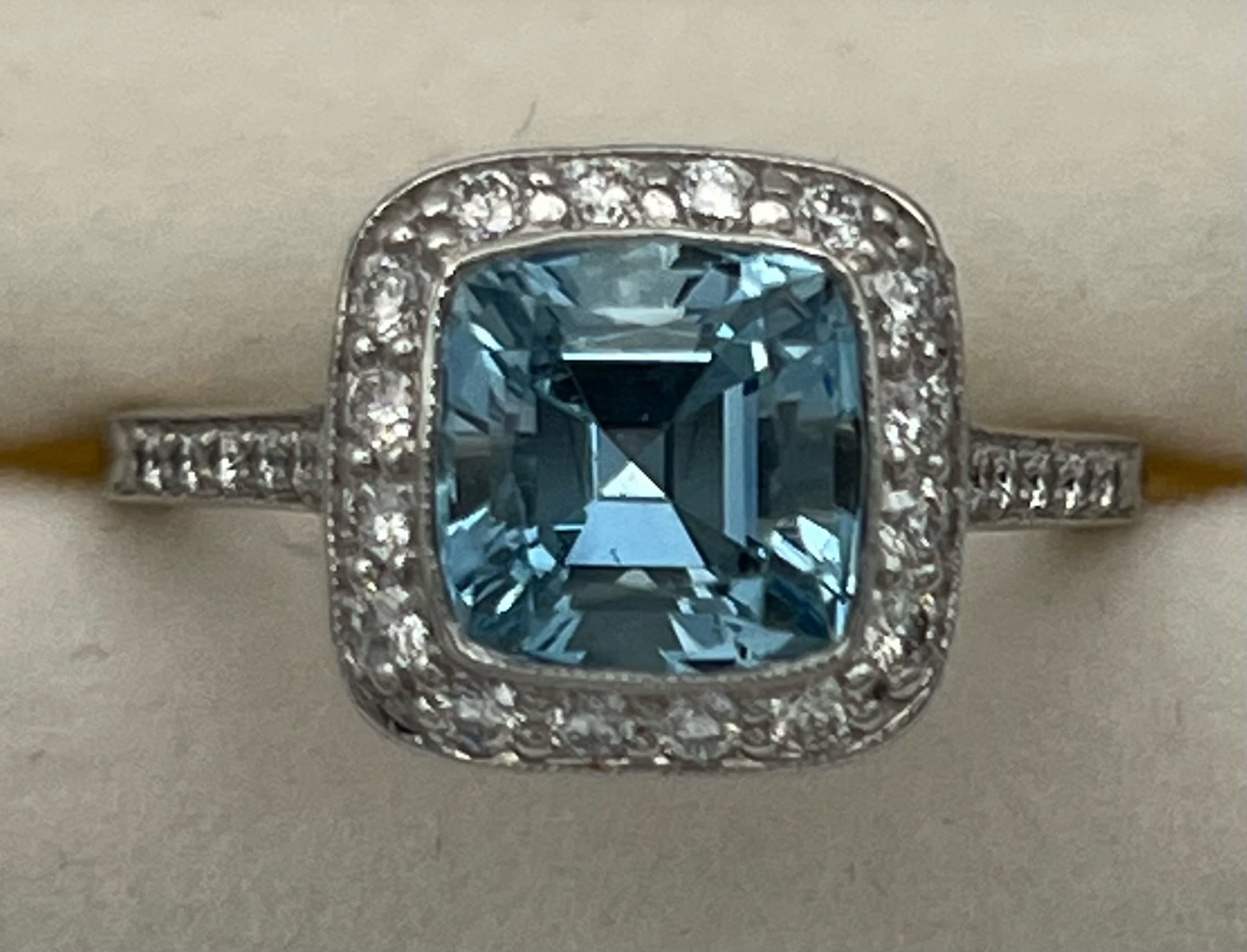 Cushion halo ring from Carroll Custom Jewelry