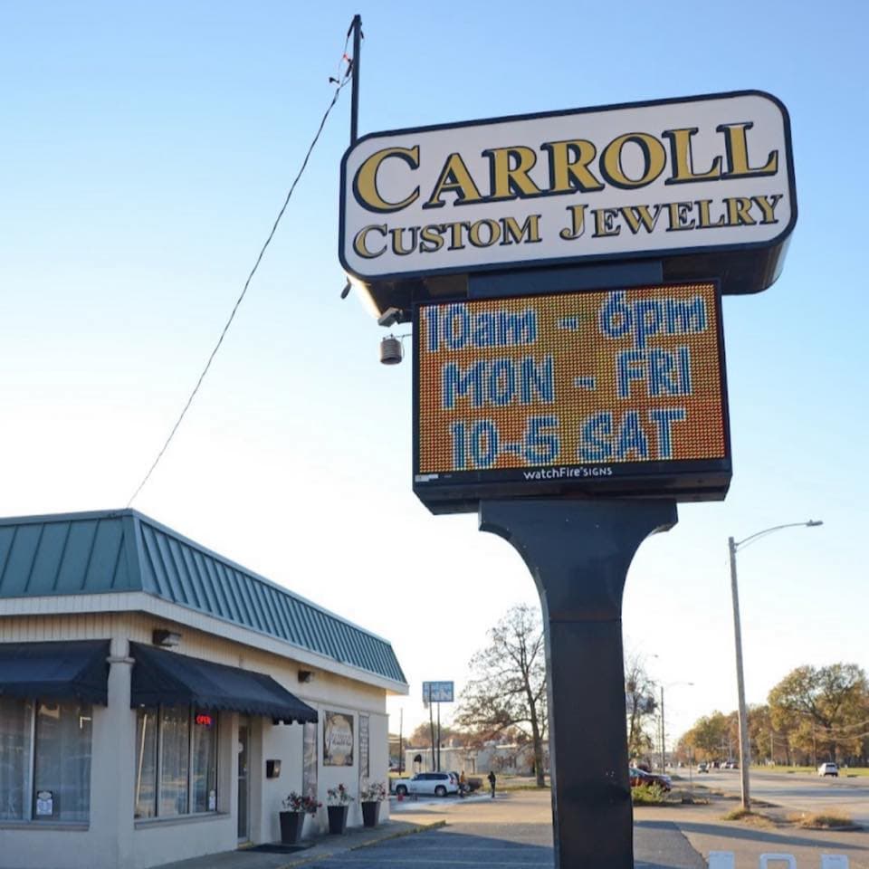 Carroll Custom Jewelry storefront sign